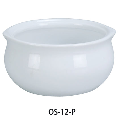 Yanco OS-12-P China 4 1/4" x2 1/4" Onion Soup Crock Super White 12 Oz