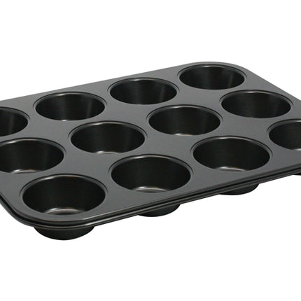 Winco AMF-12NS 12 Cup Carbon Steel Non-Stick Muffin Pan