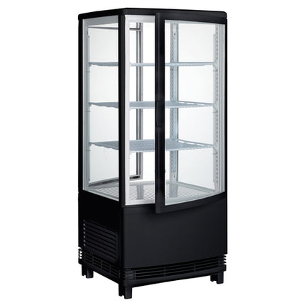 Winco CRD-1K Black 100 Can Double-Glass Door Countertop Refrigerated Beverage Display - 120V, 164 W