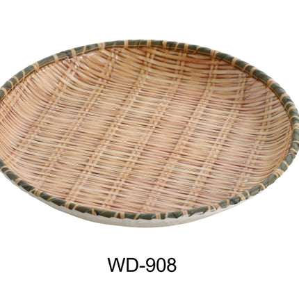 Yanco WD-908 Wooden Tray Melamine 8" x 1 1/4" Deep Round Plate