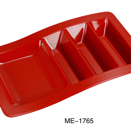 Yanco ME-1765 Mexico Melamine 14 3/4" x 8 3/4" x 1 3/4" Stackable Taco Plate Red