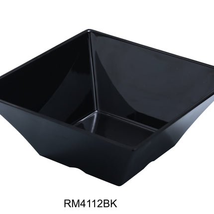 Yanco RM-4112BK Rome Melamine 12" x 5"H Square Bowl 8 Qt