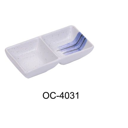 Yanco OC-4031 Ocean China 5 1/2" x 3" Double Sauce Dish 2 Oz Each