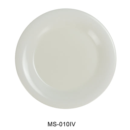 Yanco MS-010IV Melamine 10 1/2" Wide Rim Round Plate Ivory