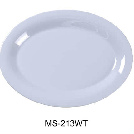 Yanco MS-213WT Melamine 13 1/2" x 10 1/2" Oval Platter White