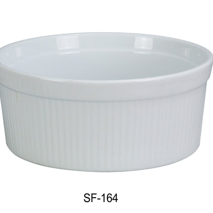 Yanco SF-164 China 8" x 2 3/4"H Souffle Bowl Fluted 64 Oz