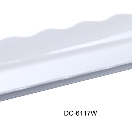 Yanco DC-6117W Deli Melamine 17 1/2" x 6 3/4" x 2" Scallop Edged Display Tray White