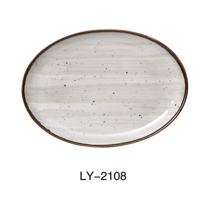 Yanco LY-2108 Lyon China 8" x 5 1/2" x 3/4"Coupe Platter