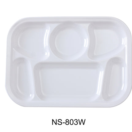 Yanco NS-803W Nessico Melamine 13" x 9 1/2" 6-Compartment White