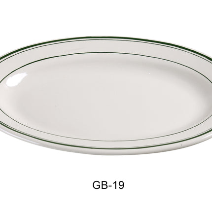 Yanco GB-19 Green Band China 13 1/2" x 9 1/2" Platter