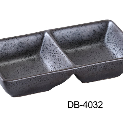 Yanco DB-4032 Diamond Black China 5 1/2" Double Sauce Dish 2 Oz Each