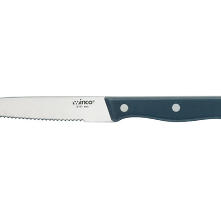 Winco K-71P 5 4-1/2" Solid Steak Knife with POM Handle and Rounded Tip - 12/Case