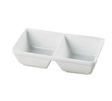 Yanco ML-729 China 10" x 5 1/2" x 2 5/8" Two Divided Tray 16 Oz Each