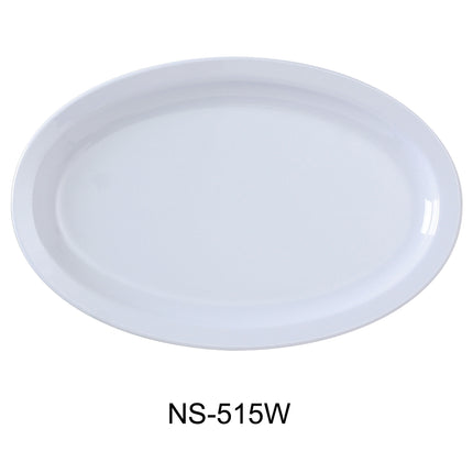 Yanco NS-515W Nessico Melamine 13 1/4" x 9 1/2" Oval Platter W/Narrow Rim White