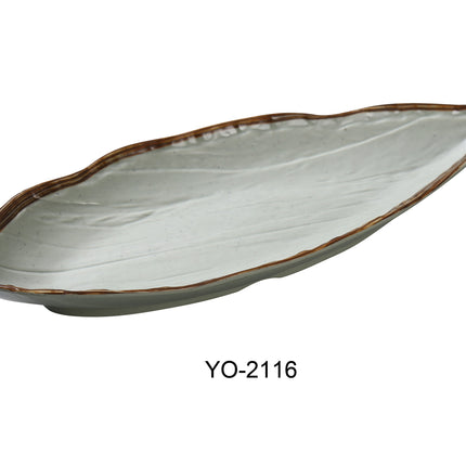 Yanco YO-2116 Yoto Melamine 16 1/2" x 7" x 1 7/8" Oval Display Plate With Foot