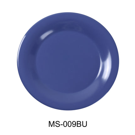 Yanco MS-009BU Melamine 9" Wide Rim Round Plate Blue