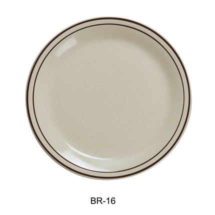 Yanco BR-16 Brown Speckled China 10 1/2" Plate