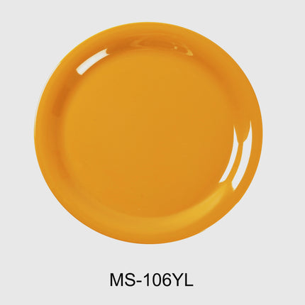 Yanco MS-106YL Melamine 6 1/2" Narrow Rim Round Plate Yellow