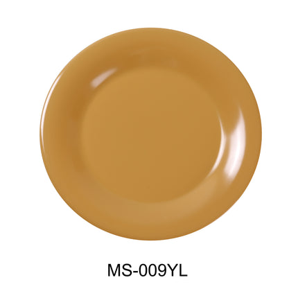 Yanco MS-009YL Melamine 9" Wide Rim Round Plate Yellow