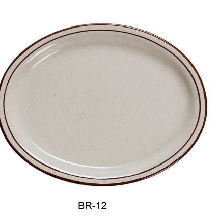 Yanco BR-12 Brown Speckled China 9 1/2" x 7 1/2" Platter