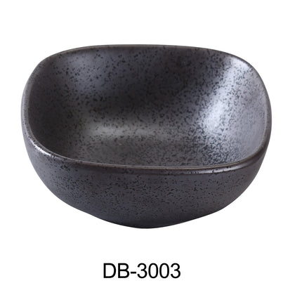 Yanco DB-3003 Diamond Black China 4" x 4" x 1 3/4" Square Bowl 6 Oz