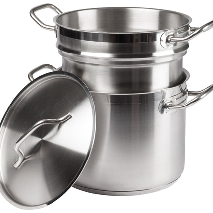 Winco SSDB-8 Stainless Steel 8 Qt. Double Boiler with Cover