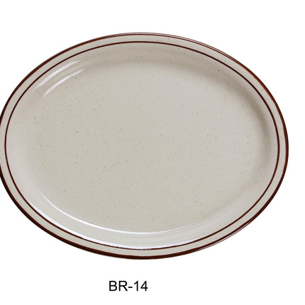 Yanco BR-14 Brown Speckled China 13 1/4" x 10 1/4" Platter