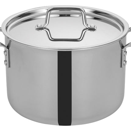 Winco TGSP-8 8 Qt. Tri-Ply Stainless Steel Stock Pot With Cover