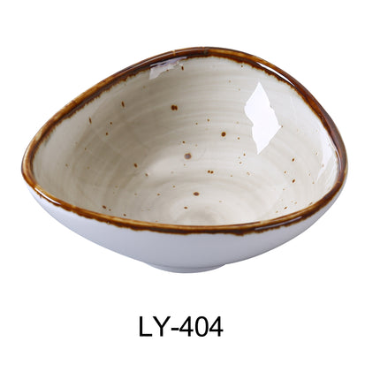 Yanco LY-404 Lyon China 4 3/4" x 4 3/8" x 1 5/8" Triangle Sauce Bowl  5 Oz