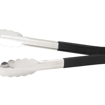 Winco UTPH-9K Black Polypropylene Handle 9" Long Heat-Resistant Heavy-Duty Stainless Steel Utility Tongs