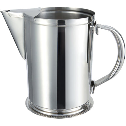 Winco WPG-64 64 oz. Stainless Steel Water Pitcher with Ice Guard