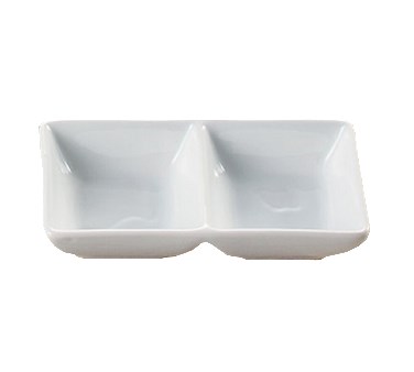 Yanco ML-725 China 5 1/2" x 2 3/4" x 1 3/8" Two Divided Tray 2 Oz Each