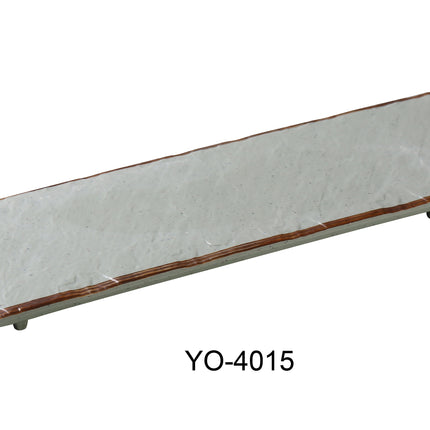 Yanco YO-4015 Yoto Melamine 15 3/4" x 6" x 3/4" Rectangular Display Plate With Foot