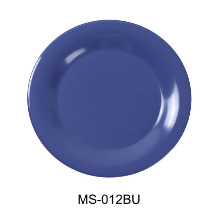 Yanco MS-012BU Melamine 12" Wide Rim Round Plate Blue