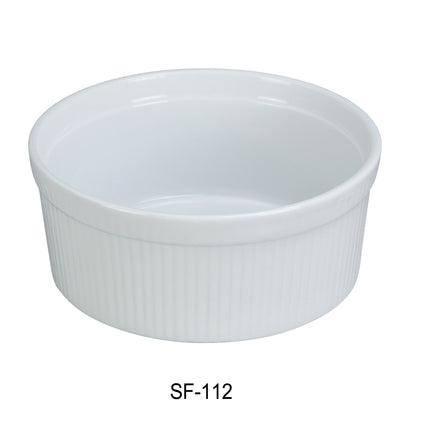 Yanco SF-112 China 4 1/2" x 2 1/4"H Souffle Bowl Fluted 12 Oz