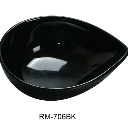 Yanco RM-706BK Rome Melamine 5 3/4" x 4 1/2" x 2" Waterdrop Shape Dish Black 10 Oz