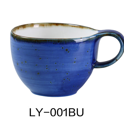 Yanco LY-001BU Lyon China 4" x 2 5/8" Coffee/Tea Cup 7 Oz Blue