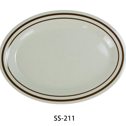 Yanco SS-211 Sesame Melamine 11 1/2" x 8" Oval Platter
