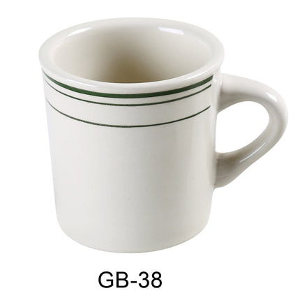 Yanco GB-38 Green Band China 3 1/8" x 3"H Mug 8 Oz