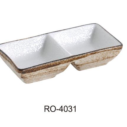 Yanco RO-4031 Rockeye China Double Divided Sauce Dish