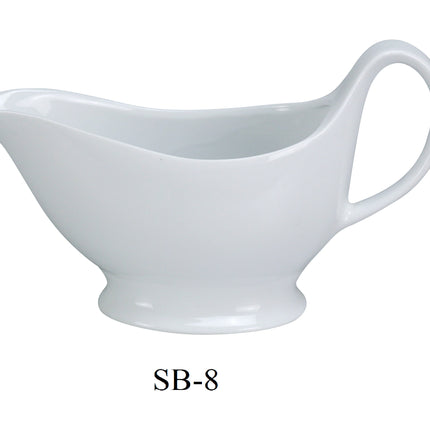 Yanco SB-8 China 8 1/2" x 2 1/2" x 5" Sauce Boat 8.5 Oz