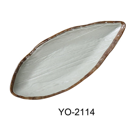 Yanco YO-2114 Yoto Melamine 14 1/2" x 6" x 1 3/4"  Oval Display Plate With Foot