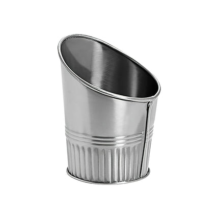 GET MC-34-SS Silver Stainless Steel 3.5" Angled French Fry Cup - 12/Case