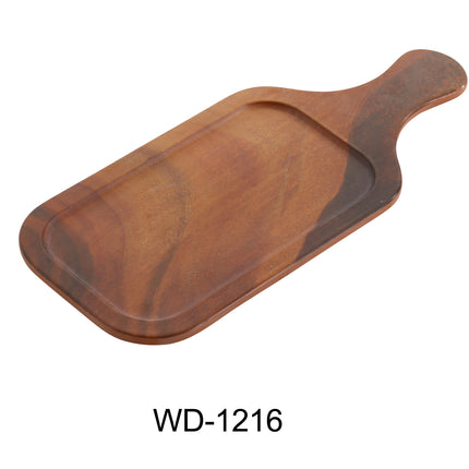 Yanco WD-1216 Wooden Tray Melamine 15 3/4" x 7" Rectangular Tray With Handle