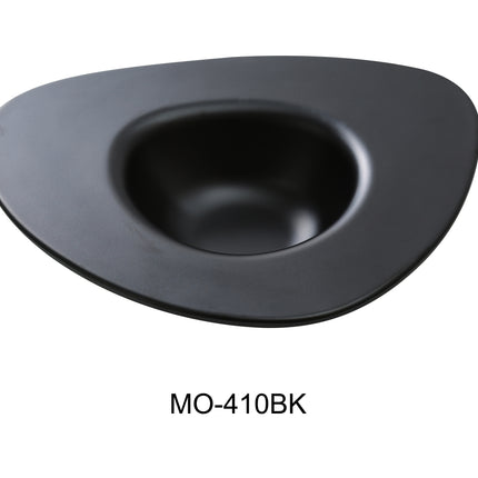 Yanco MO-410BK Moderne Melamine 10 1/2" x 9" x 2" Dessert Plate 10 Oz Black