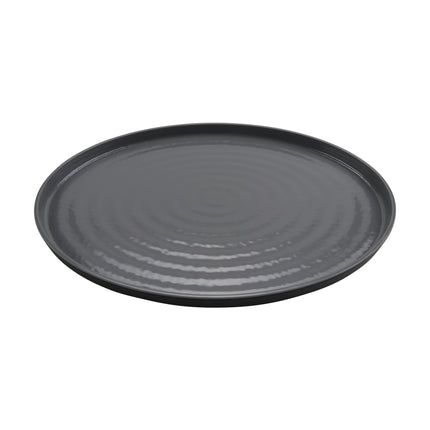GET RO-1612-GRS/BKM Roca Gray/Black Melamine 16" X 12" Oval Platter