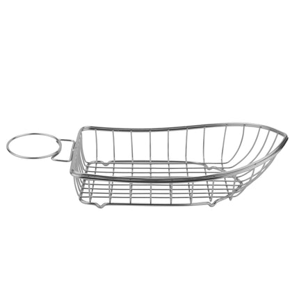 GET 4-80117 Silver Stainless Steel 9.5" X 5" Boat Basket With 1 2.75" Holder - 12/Case