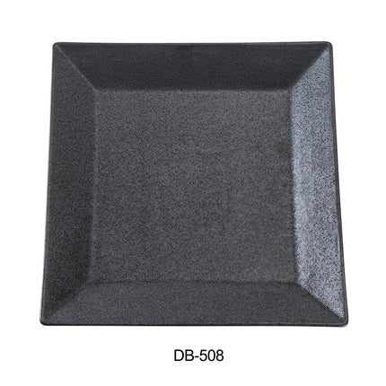 Yanco DB-508 Diamond Black China 8" x 8" x 7/8" Square Plate