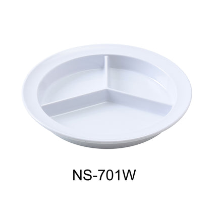 Yanco NS-701W Nessico Melamine 9" Deep Compartment Plate White