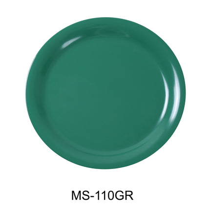 Yanco MS-110GR Melamine 10 1/2" Narrow Rim Round Plate Green